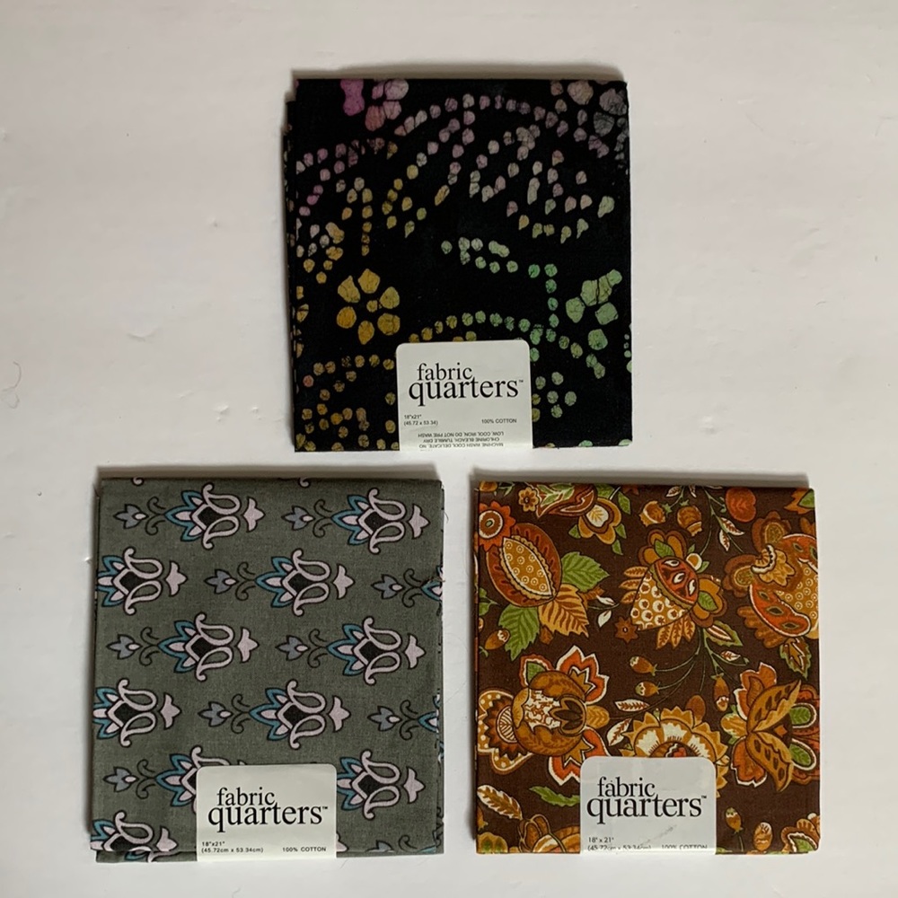 Bundle of 3 Fabric Quarters, new!